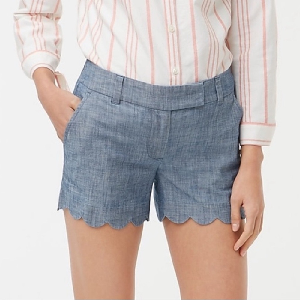 J. Crew Chambray Scalloped Hem Shorts
